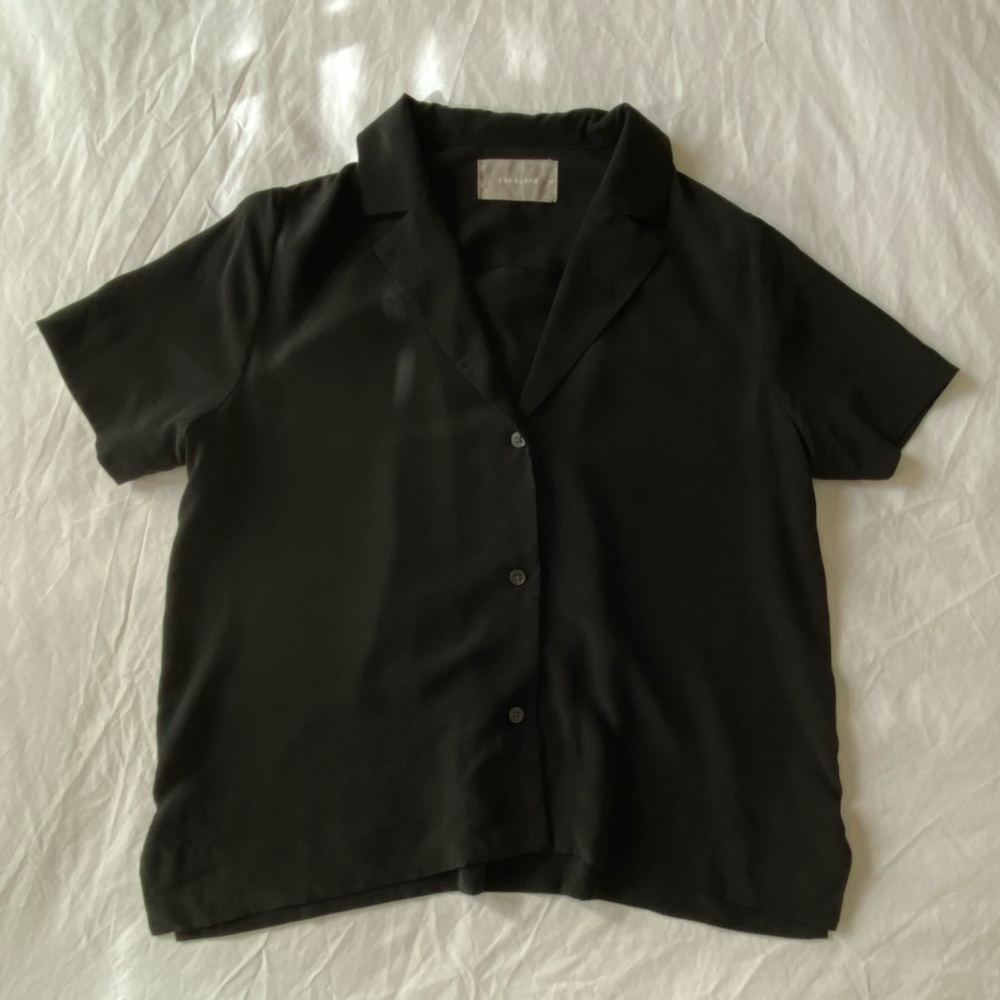 Everlane silk square shirt, short-sleeved black 00